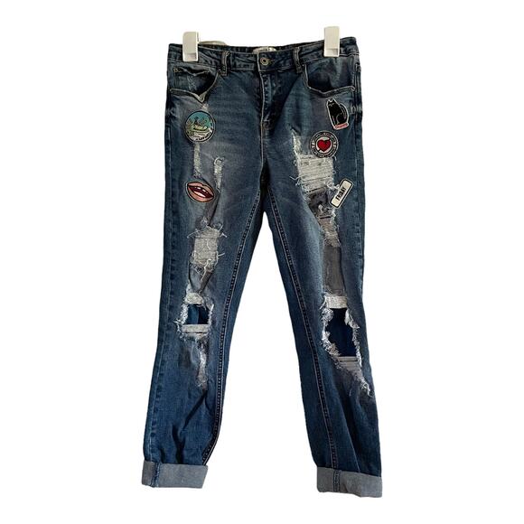 FOREVER 21 Women's Distressed Ripped Denim Jeans - Picture 5 of 7